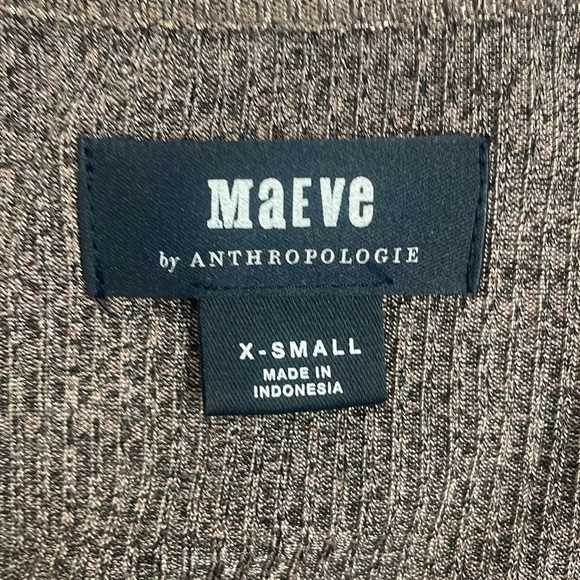 Maeve Gold Shimmer Blouse Short Puff Sleeve Ribbed Stretchy Fabric Size XS - Picture 8 of 12